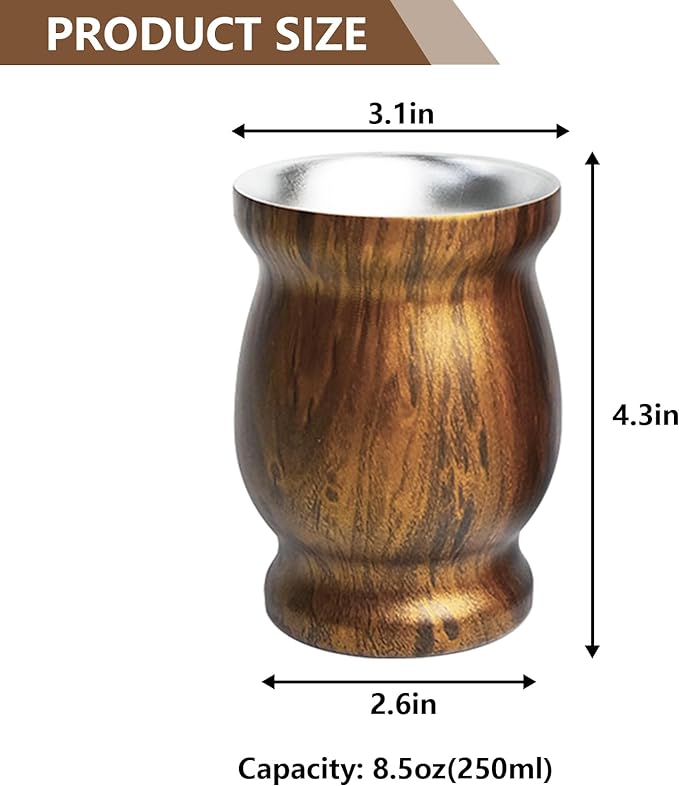 Yerba Mate Cup Set 3pc Stainless Steel