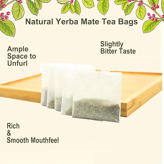 Yerba Mate Tea Bag, 2g x 30 Count - Unsmoked Mate Tea from Argentina - Yerba-mate Tea Bags for Relaxation