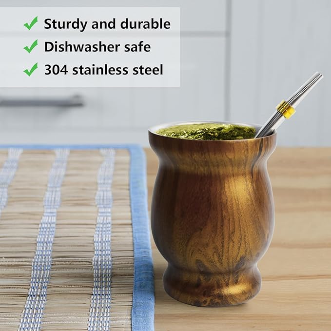 5pc Stainless Steel Yerba Mate Cup Set With Yerba Mate Tea